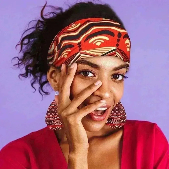 2 Pairs African Faux Leather Earrings and 2 Pcs African Headbands ( 4pcs… - Picture 4 of 7